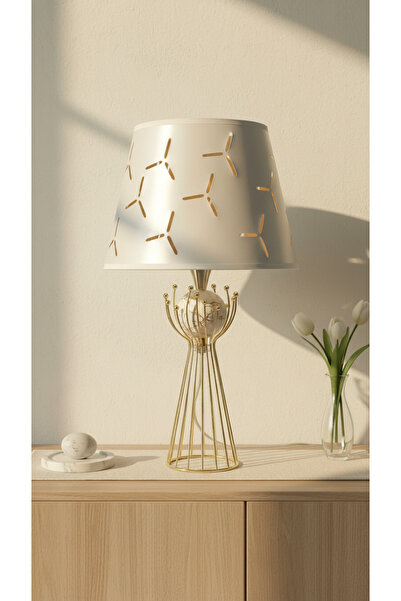 365GUNSERİSONU Gold Plated Sude Model - Metal Leg Fabric White Ball Striped H...