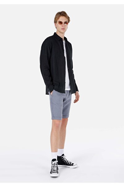 Colin's شورت رجالي أزرق اللون ذو قصة عادية منسوج بخصر متوسط ​​ومسطح