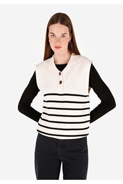 Colin's Regular Fit Kapüşonlu Kadın Ekru Kazak