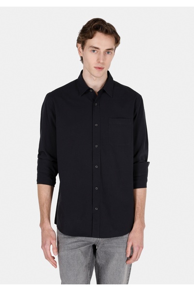Colin's Γιακάς πουκαμίσου κανονικής εφαρμογής Βαμβάκι lu Απλό ανδρικό μαύρο μ...