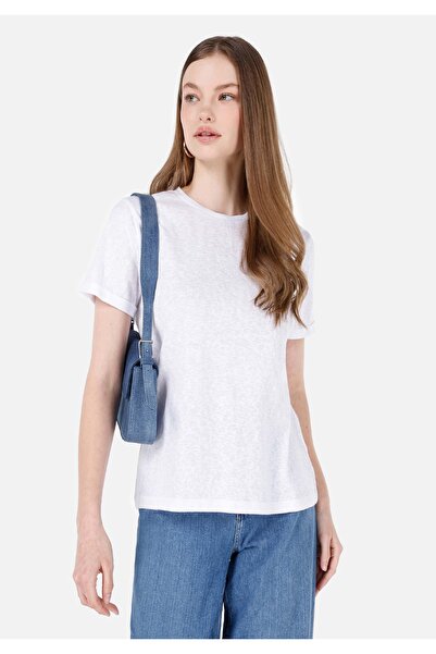 Colin's تيشيرت نسائي أبيض بأكمام قصيرة