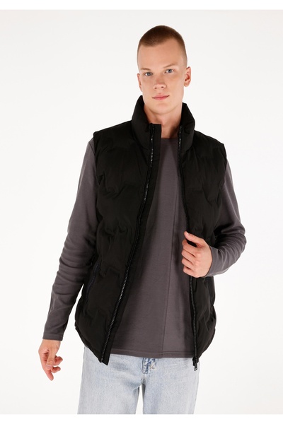 Colin's Slim Fit Fermuarlı Erkek Siyah Yelek