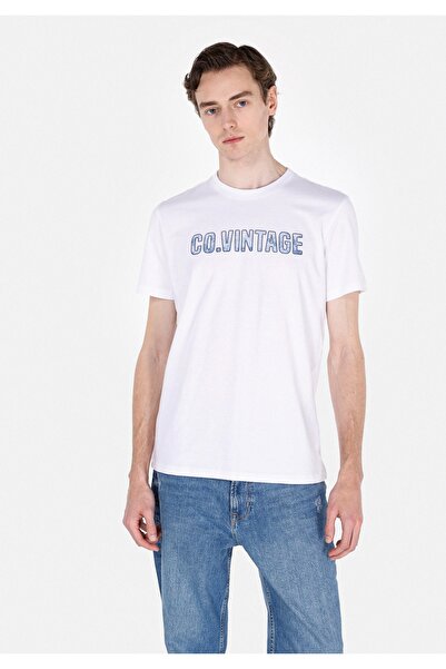 Colin's تي شيرت أبيض بأكمام قصيرة وياقة مستديرة وقصة عادية للرجال