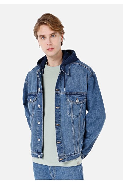 Colin's Oversize Fit Buttoned Unlined Men's Blue Jean Jacket