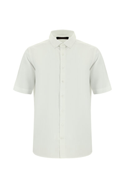 Abdullah Kiğılı Kısa Kol Regular Fit Desenli Pamuk Gömlek