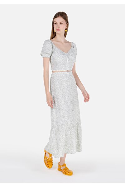 Colin's Сlim Fit V-подібний комір з квітковим принтом Жіноча зелена сорочка