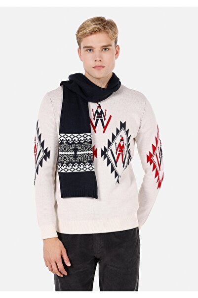 Colin's Regular Fit Round Neck Jacquard Men's Ecru Sweater