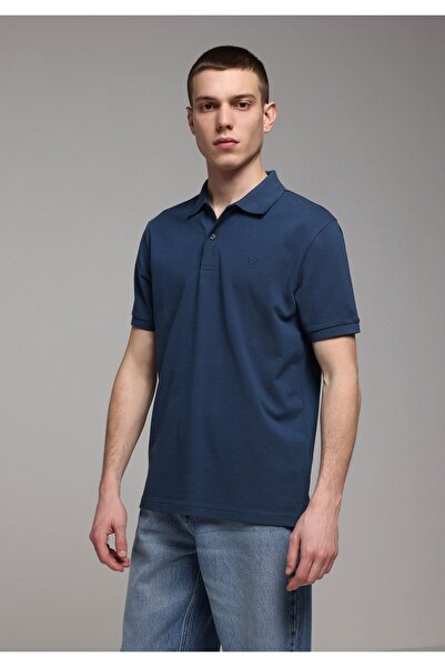 Colin's تي شيرت رجالي ذو قصة عادية وياقة بولو سادة من القطن الأزرق بأكمام قصيرة