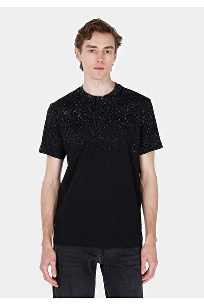 Colin's Tricou negru cu mânecă scurtă pentru bărbați, cu decolteu rotund, cu ...