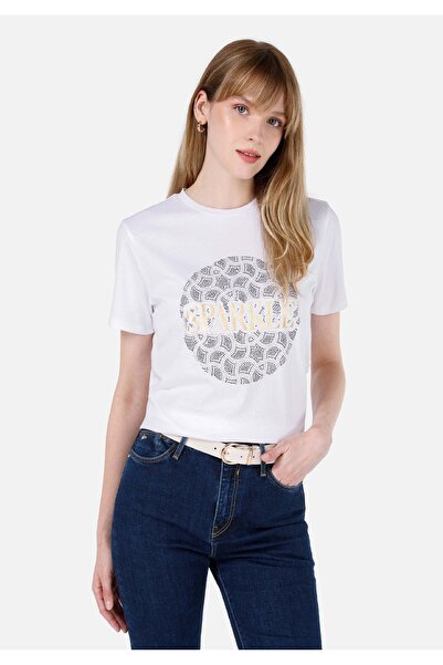 Colin's Λευκό Γυναικείο Tshirt Σκούρο μανίκι