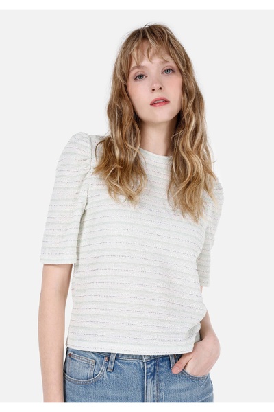 Colin's Tricou alb de damă cu mânecă scurtă