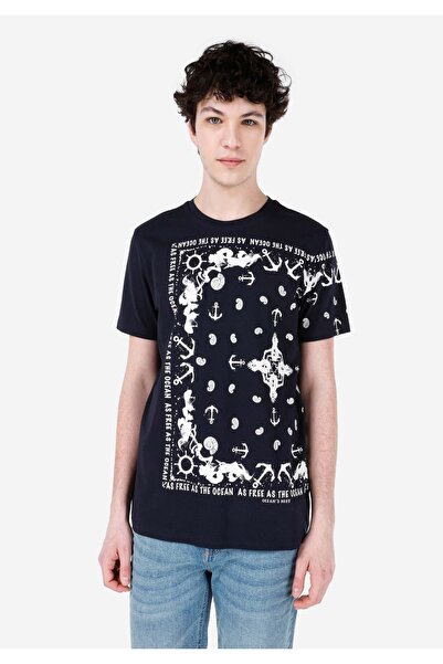 Colin's Tricou cu mânecă scurtă, albastru bleumarin, cu gât rotund, cu croial...