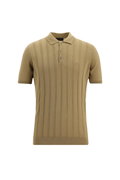 Abdullah Kiğılı Polo Collar Regular Fit Patterned Cotton T-Shirt