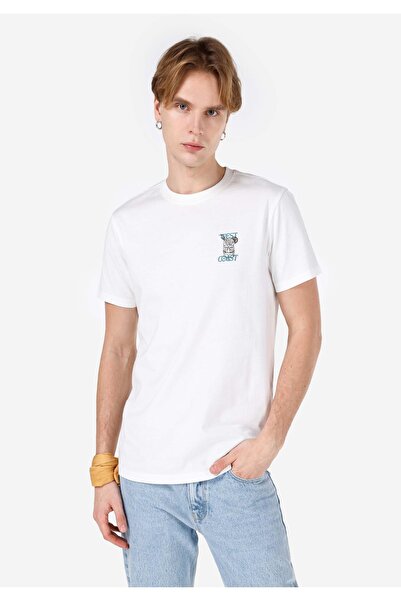 Colin's Tricou alb cu mânecă scurtă pentru bărbați, cu gât rotund, cu croială...