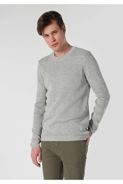 Colin's Pulover verde pentru bărbați, cu gât rotund, jacquard