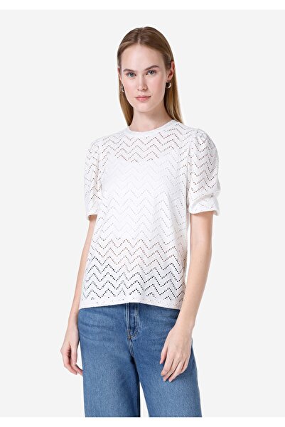 Colin's Λευκό Γυναικείο Tshirt Σκούρο μανίκι