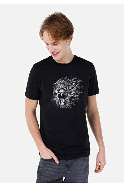 Colin's تي شيرت رجالي أسود بأكمام قصيرة وياقة دائرية وقصة عادية Cl1068513