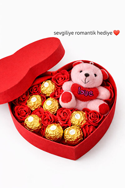 Nish Candles Sevgiliye Hediye Ayıcıklı, Ferrero Rocher Çikolatalı Romantik Ka...