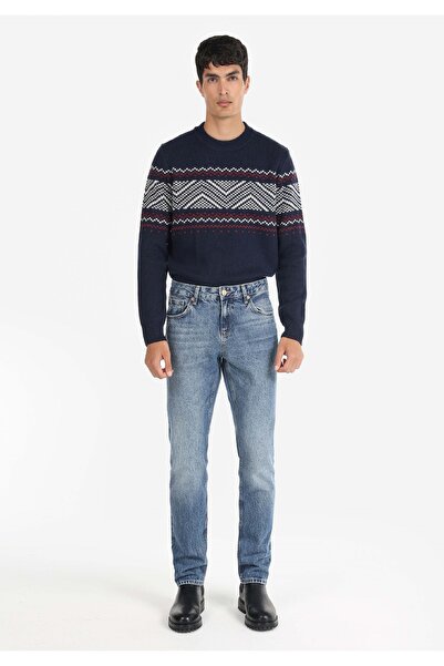 Colin's بنطال جينز نيلي للرجال بقصة مستقيمة وخصر منخفض وساق مستقيمة