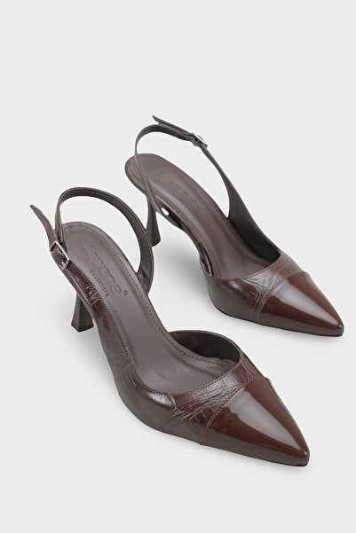 Capone Outfitters Salli Pointed Toe Open Back Mid-Heeled Women's Shoes