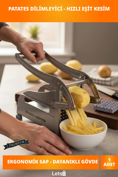 Letsii Ergonomik El Tipi Pratik Patates Dilimleyici Paslanmaz Çelik