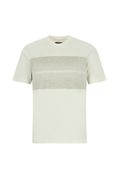 Abdullah Kiğılı Μπλουζάκι Crew Neck εφαρμοστό Slim Fit Με σχέδιο Mercerized Β...