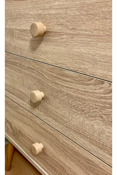 Sienta Home Dekoratif Doğal Ahşap Yuvarlak 12’li Dolap Kulpu Naturel