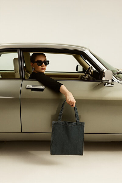 MARKAPIA WOMAN حقيبة كتف من القماش ذات مظهر جينز
