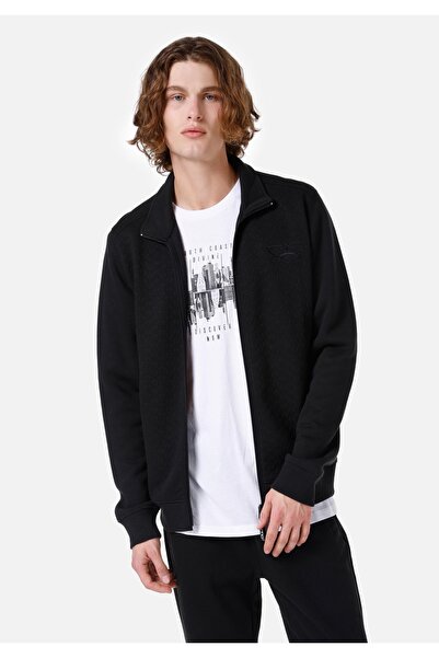 Colin's سترة رجالية سوداء - ياقة واقفة وسحاب