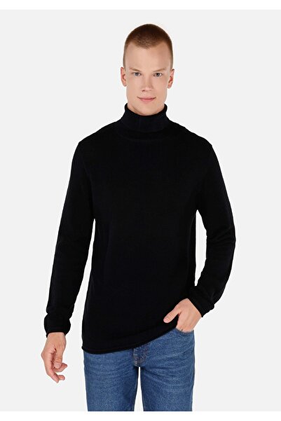 Colin's Pulover negru pentru bărbați, cu decolteu țestoasă, jacquard