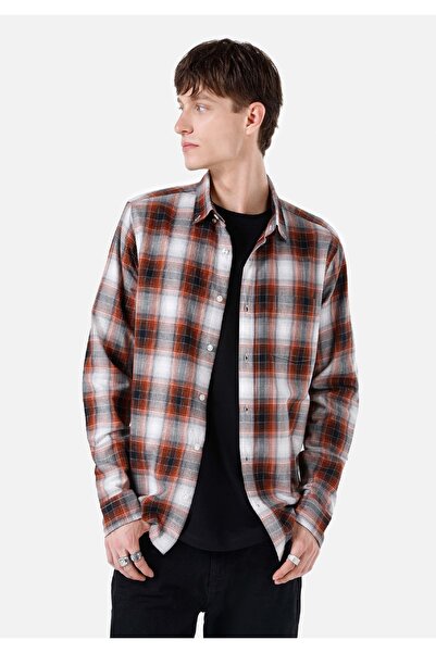 Colin's قميص رجالي برتقالي بأكمام طويلة