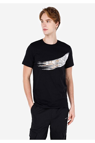 Colin's تي شيرت رجالي أسود مطبوع برقبة دائرية وأكمام قصيرة 1069299