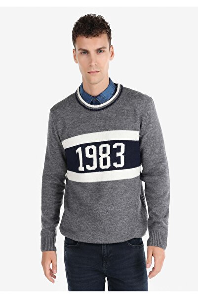 Colin's Gray Men's Sweater - Regular Fit, Printed and Hooded