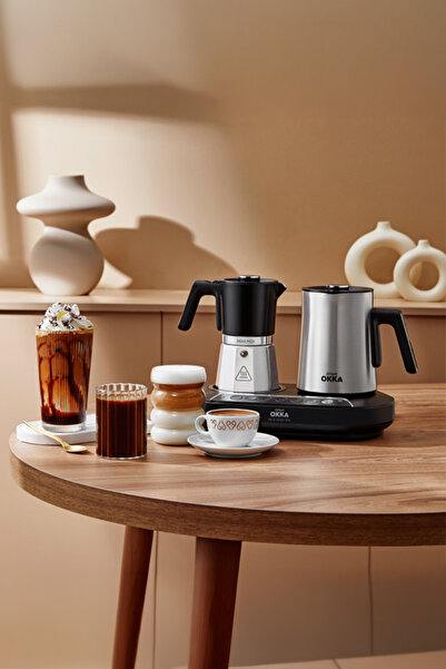 Arzum OK0027 Okka Rich Moka Pot Karıştırıcılı Metal İtalyan ve Türk Kahve Makinesi, Krom