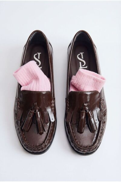 I Love Shoes Γυναικείο Loafer Renard από ανοιχτό καφέ τσαλακωμένο λουστρίνι