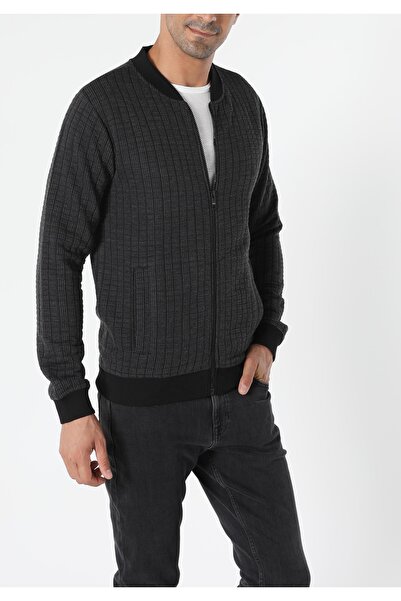 Colin's slim fit Jachetă antracit pentru bărbați cu fermoar