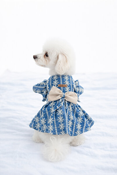 PATİLİNKA Kedi - Köpek Yazlık - Mevsimlik Çiçekli Kot Elbise - Jile - Kıyafet...