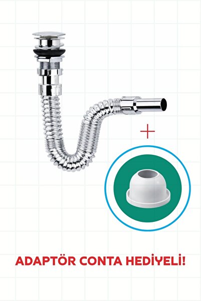 BANİO HOME - KROM BASMALI POP-UP KÖRÜKLÜ SİFON, CHROME POP-UP SİPHON