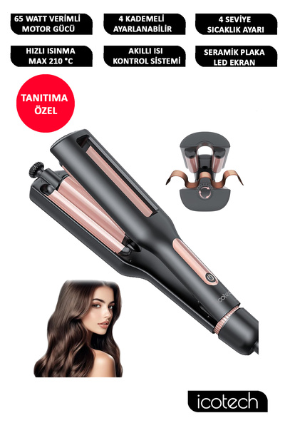 icotech HS15 Siyah 4 Kademeli Su Dalgası Wag Maşa (22-25-32-38 MM )