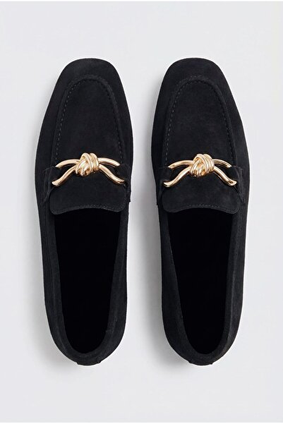 I Love Shoes Γυναικείο Loafer Avelis με λεπτομέρεια φιόγκου από μαύρο σουέντ
