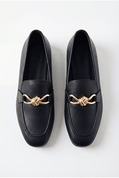 I Love Shoes Γυναικείο Loafer Avelis Μαύρο Ματ Δερμάτινο με Λεπτομέρεια Φιόγκου