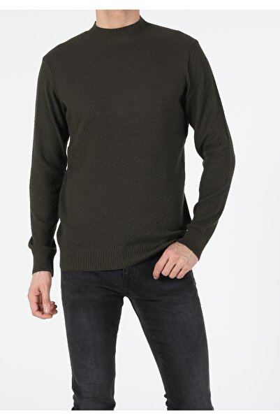 Colin's Pulover verde pentru bărbați, cu jumătate de gât țesut, cu croiala no...