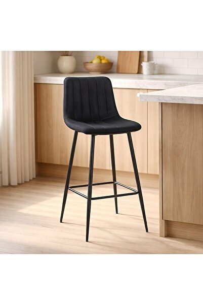 Leobert Scaun de bucatarie/bar, Artool, Pozza, catifea neagra, picioare metal...