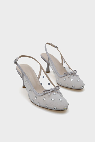 Capone Outfitters Pantofi de damă Renie Mesh Stone cu vârf rotund și curea di...