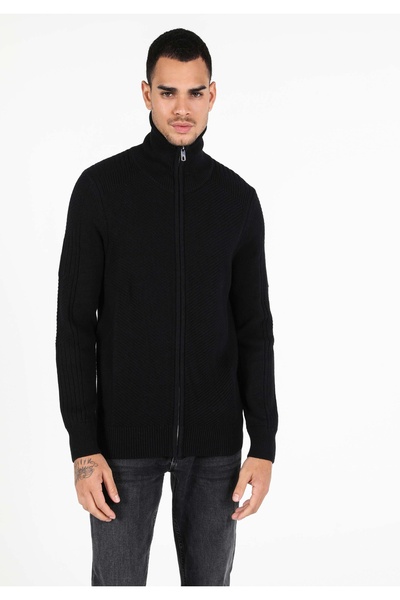 Colin's Cardigan negru pentru bărbați Slim Fit Cl 1051630