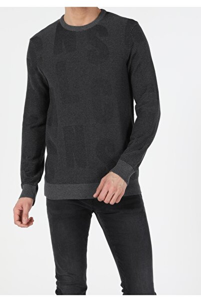 Colin's Pulover antracit pentru bărbați, slim fit, cu gât rotund