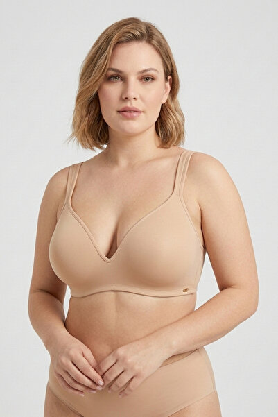 Amarelle حمالة صدر سيينا تن كومفورت مقاس كبير يبرز انحناءات الجسم - بدون أسلا...