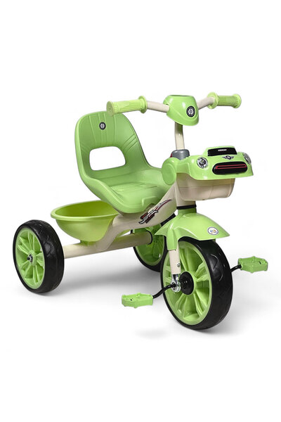 ALBADER Kids 3-Wheel Tricycle with Music Lights and Basket, Car Style Childre...