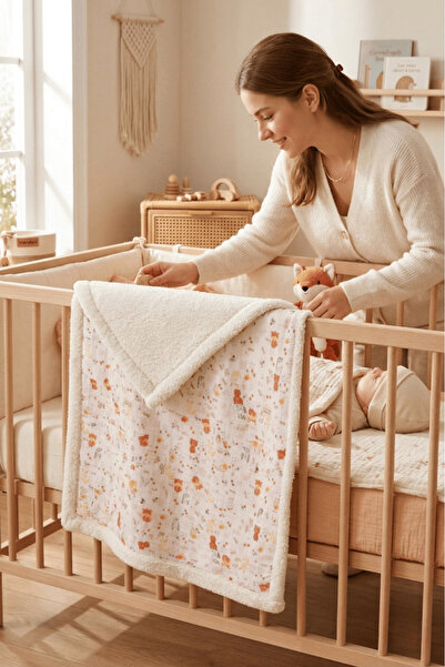 LUCKKA Puffy Bebek Battaniyesi 70x100 cm Koyun Tüylü Müslin Battaniye - ZTPUF00