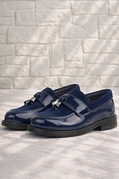 Rakerplus Navy Blue Patent Leather Loafer Baby Boy Shoes